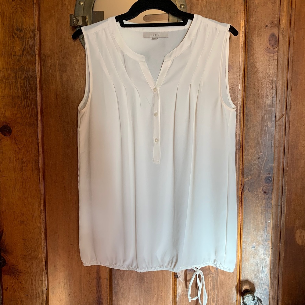 LOFT Button-down Flowy Blouse with Cinched Waist